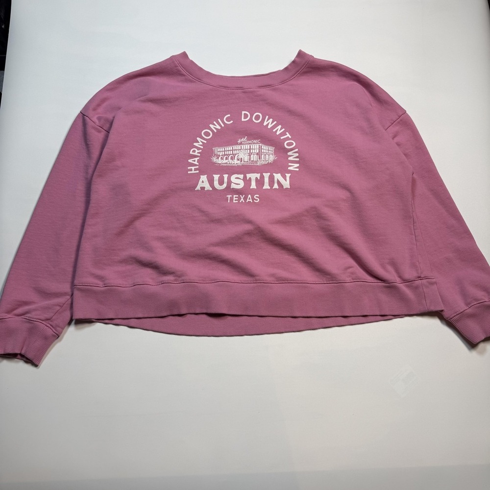 Maeve Anthropologie Sweatshirt Womens XL Pink Downtown Austi n TexasPullover